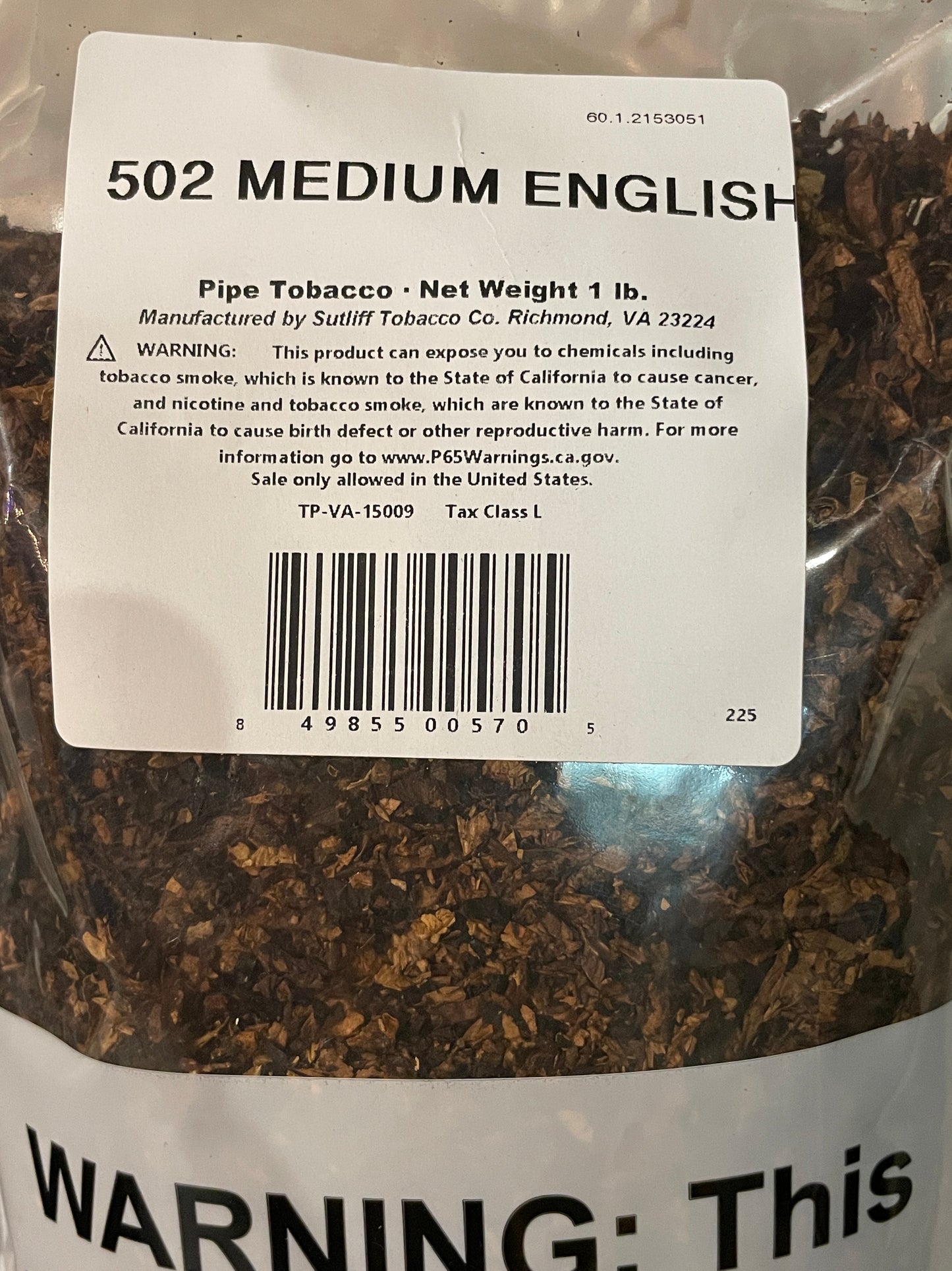 Sutliff 502 Medium English, 1lb Bag